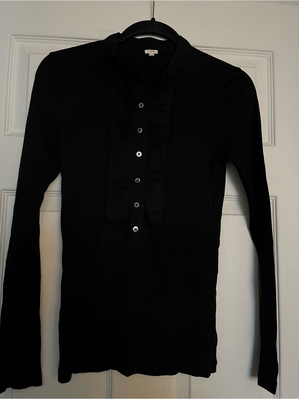 Black Long-Sleeve J Crew Shirt with Button Placket